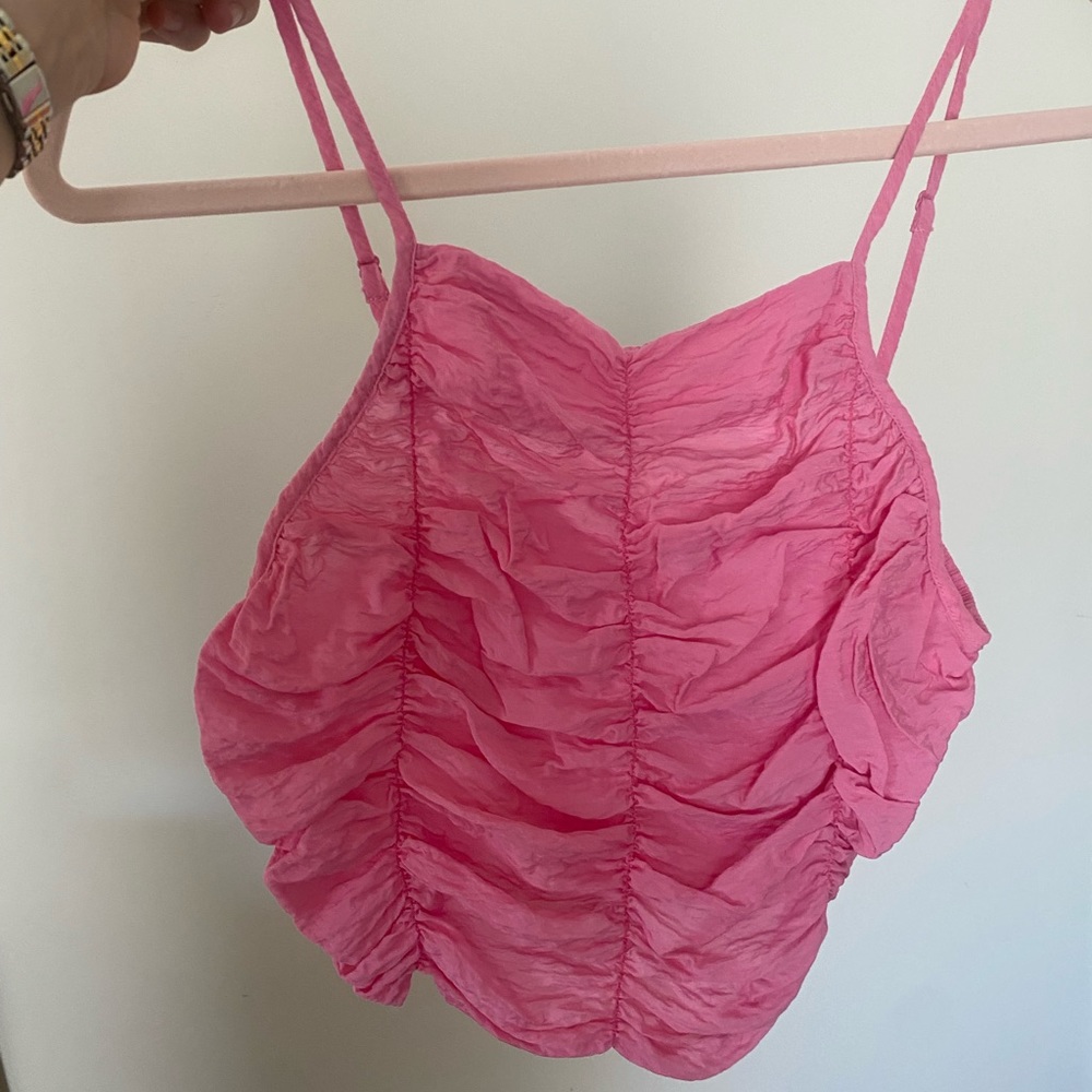 Pink Ruched Crop Top